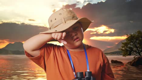 joven explorador al atardecer