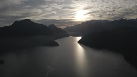 aerial shot, maihue lake in south of chile