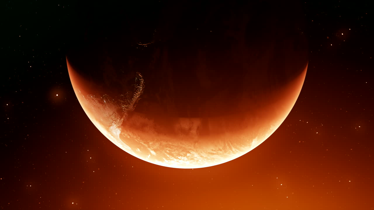 la tierra desde el espacio, brillante naranja