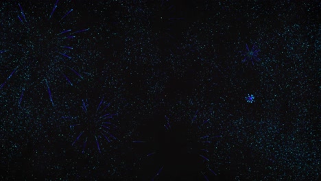 animation of 2023 and blue fireworks exploding on black background