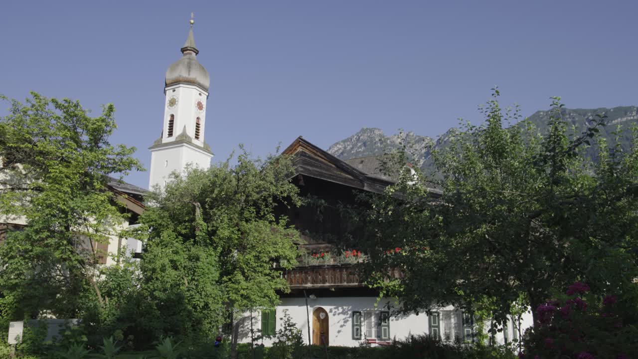 Wide Pfarrkirche St. Martin Church Tower Surrounded By Nature And Greenery