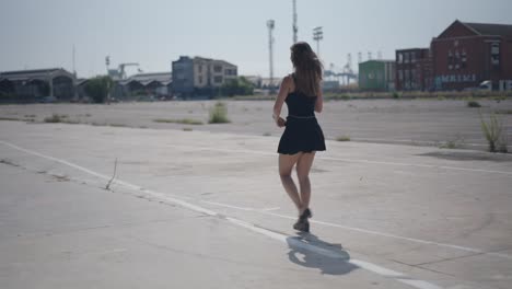 woman walking in urban setting