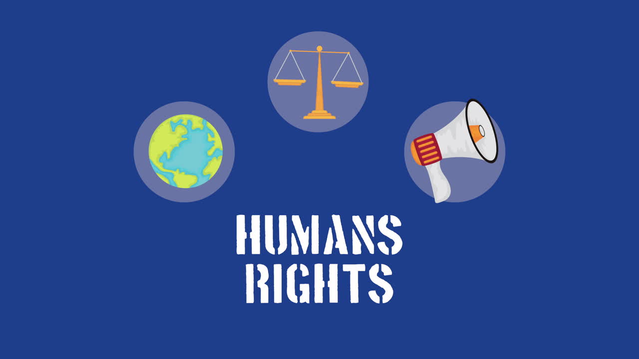 Human rights animation with set icons | Premium Stock Video Footage