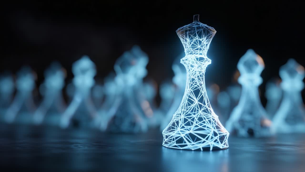Illuminated Chess King: A Captivating Visual Journey Through Digital Representation and Strategic Elements of the Game of Chess in Two Frames