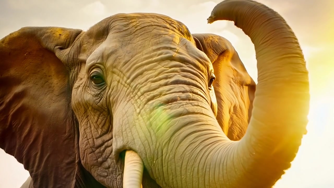 Ritratto ravvicinato di un elefante africano al tramonto