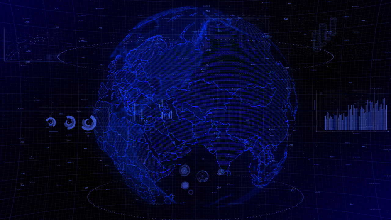 cinematic digital globe rotating video background showcases zooming in on Uzbekistan country