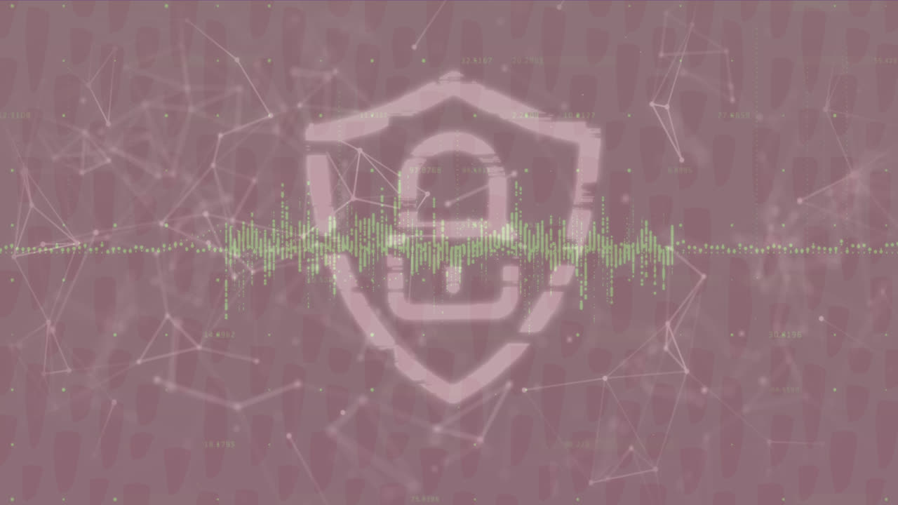 animación de la red de conexiones con candado sobre fondo gris