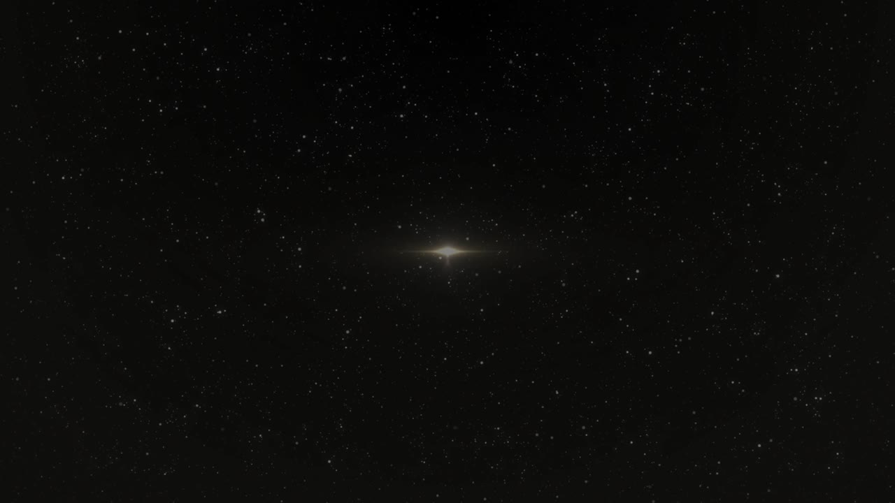 Red glyph appearing in starfield, red 3D letters sliding, rotating, settling, presenting NEW SEASON