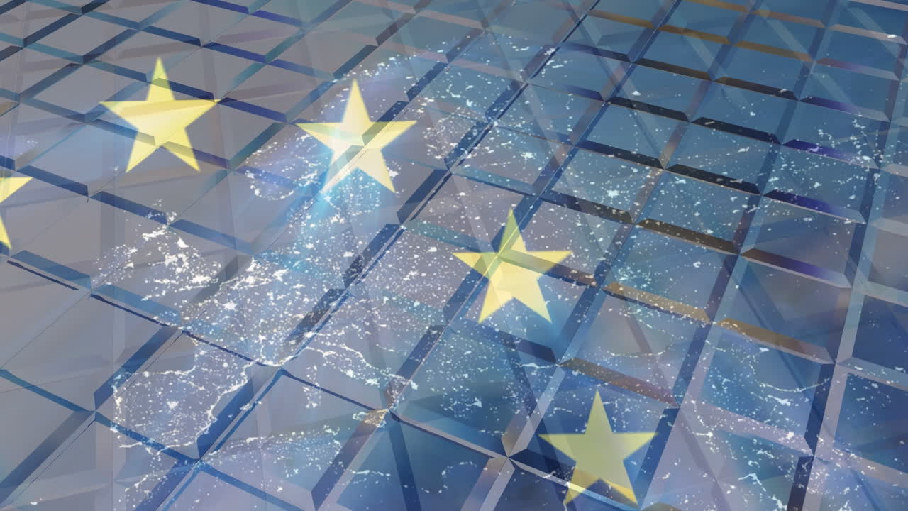 eu 발과 세계 지도의 애니메이션