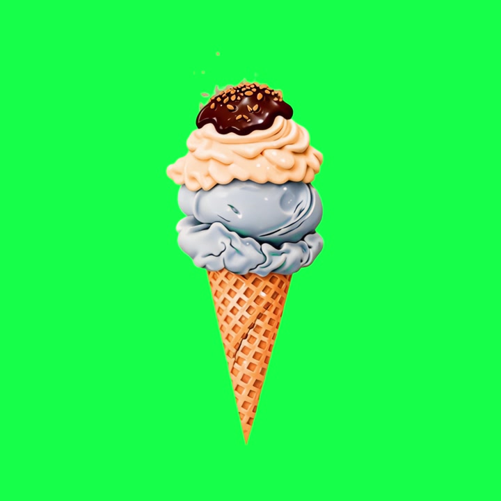 Animazione di un delizioso cono gelato, video 4K trasparente, green screen