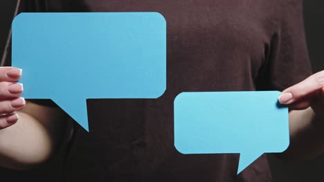 blank chat icons hand mockup empty speech bubble