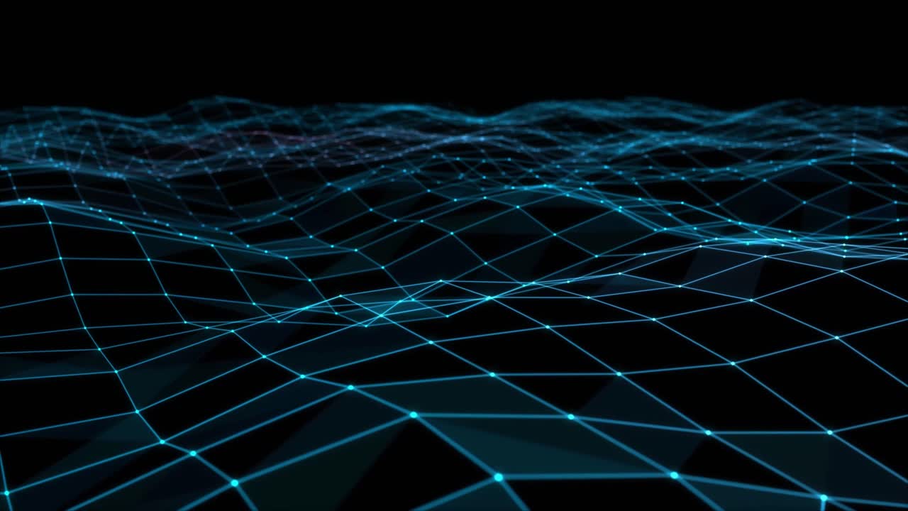 Abstract Digital Wave Network with Blue Lines and Dots