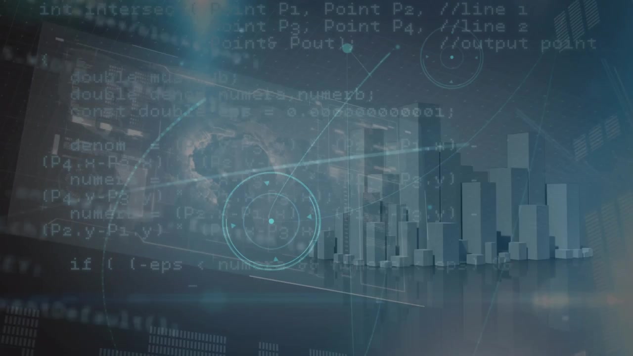 Abstract Digital World with Programming Code and Data Visualization