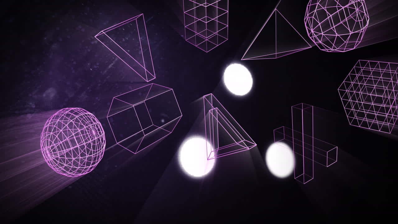 animación de luces puntuales y procesamiento de datos sobre un fondo oscuro