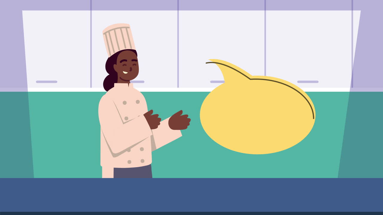 afro female chef proffesional character animation