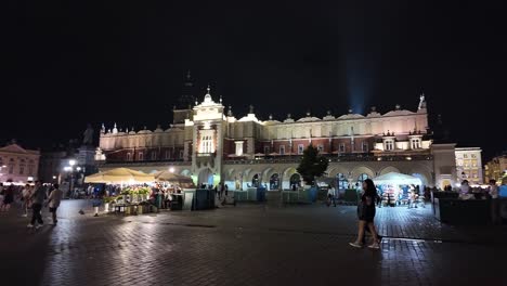 night in krakow's main market square