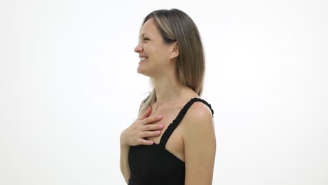 woman laughing in profile