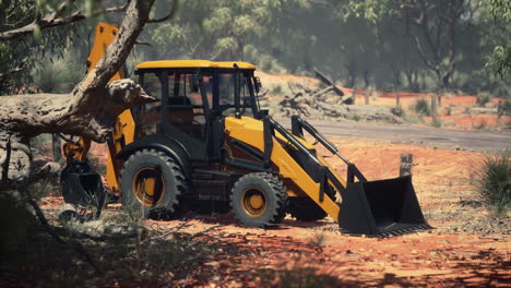 tractor de excavadora en el bosque