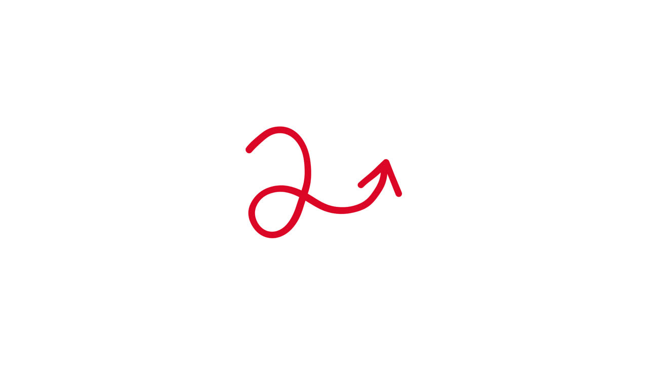 Red Hand-Drawn Arrow Animation on White Background