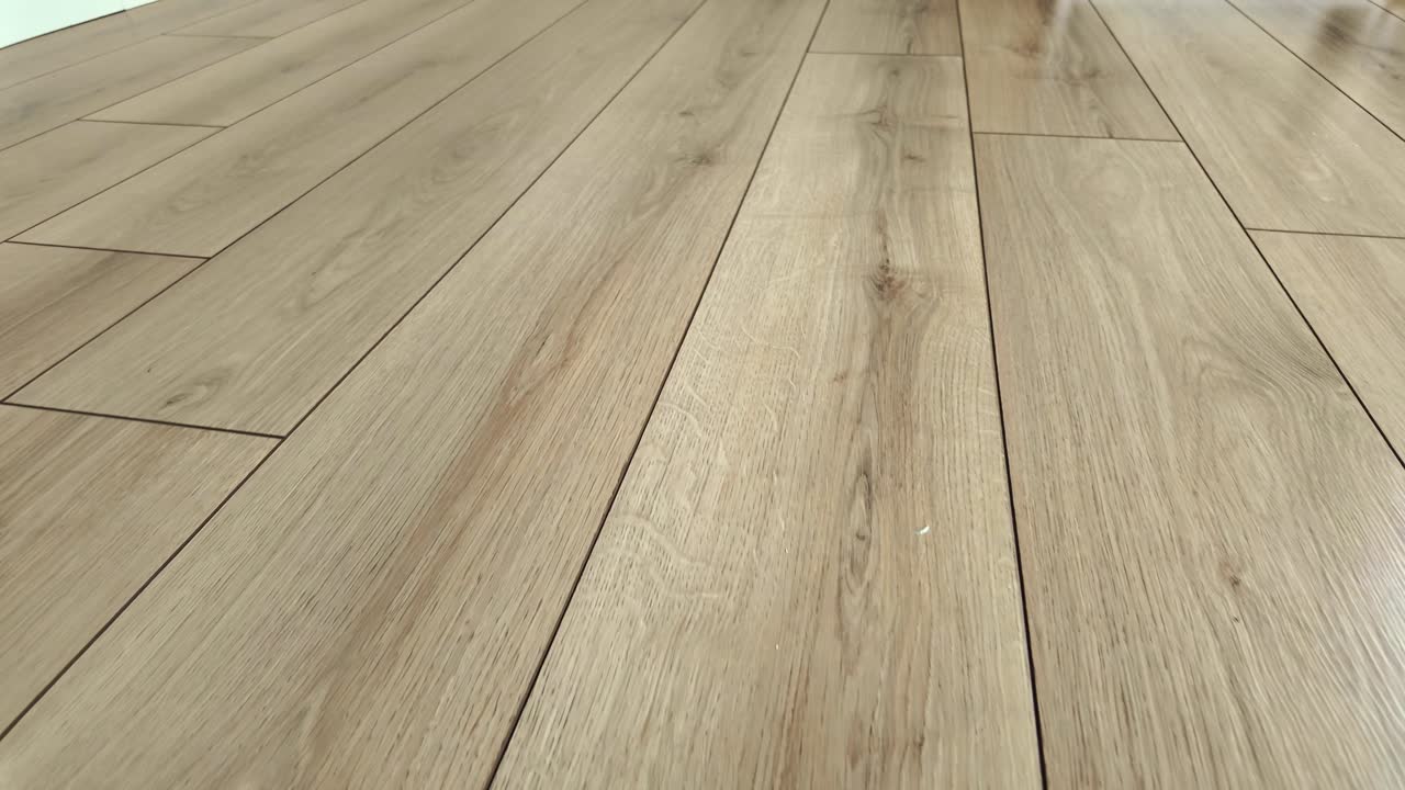 Close-up of Light Wooden Laminate Flooring