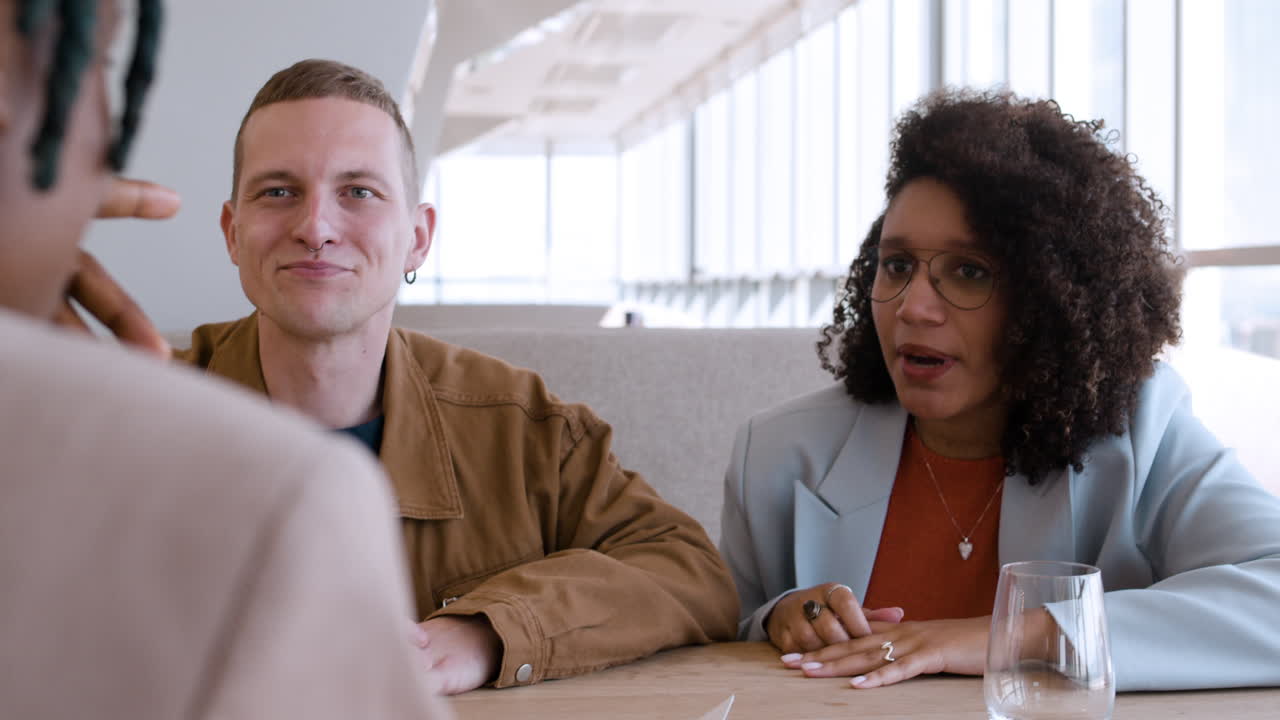 Business Meeting in Modern Restaurant