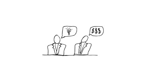 animation of two businessmen talking about money