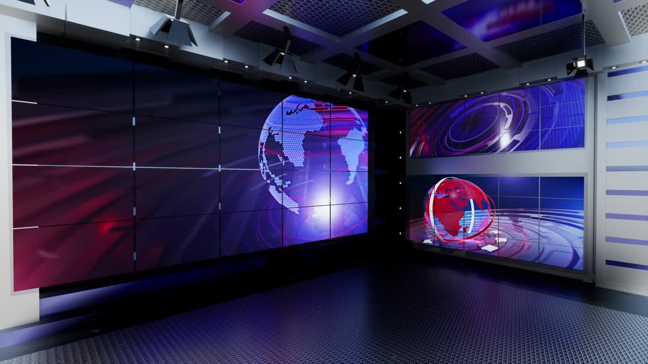 Studio televisivo virtuale 3D per notiziari in loop