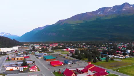 4K-Drone-Video-of-Fishing-Village-in-Valdez,-AK-during-Sunny-Summer-Day