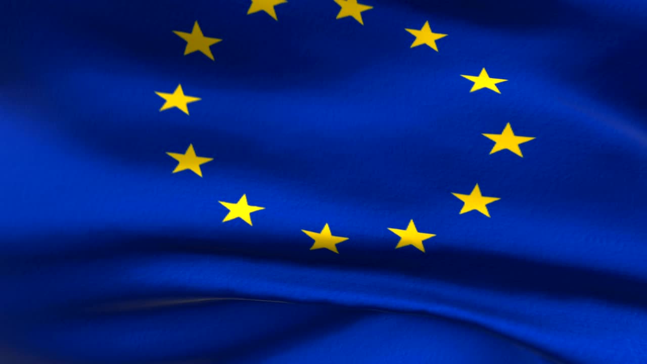 bandeira da união europeia bela animação 3d da bandeira europeia loop sem costura