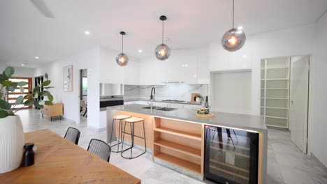 large open kitchen with wine fridge