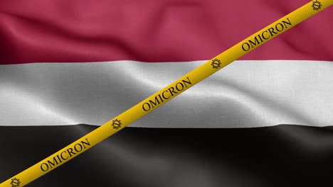 variante de omicron y franja de prohibición en la bandera de yemen - bandera de yemen