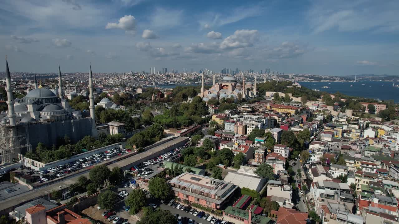hagia sophia y la mezquita azul video de avión no tripulado fatih istanbul turquía
