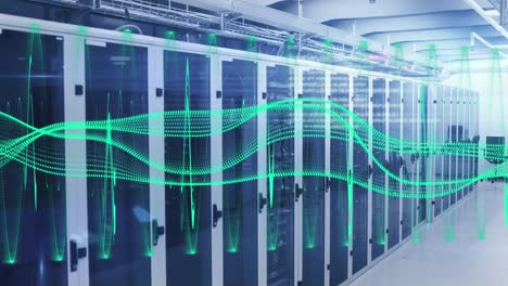 animación del procesamiento de datos a través de servidores informáticos