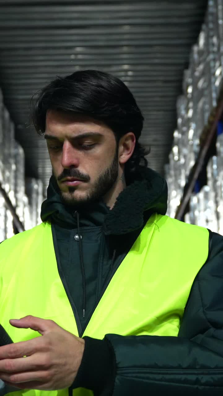 trabajador del almacén escaneando el inventario