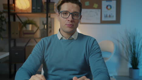 businessman giving a video presentation