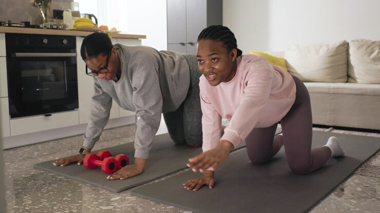 Women doing sports in mat