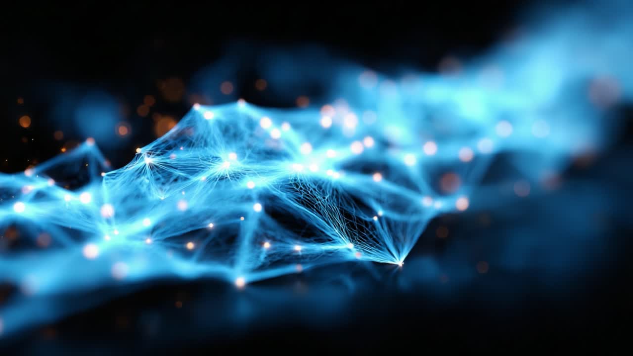 A Stunning Visualization of Interconnected Data Points and Networks in a Glowing Digital Environment, Representing the Dynamic Flow of Information in Technology