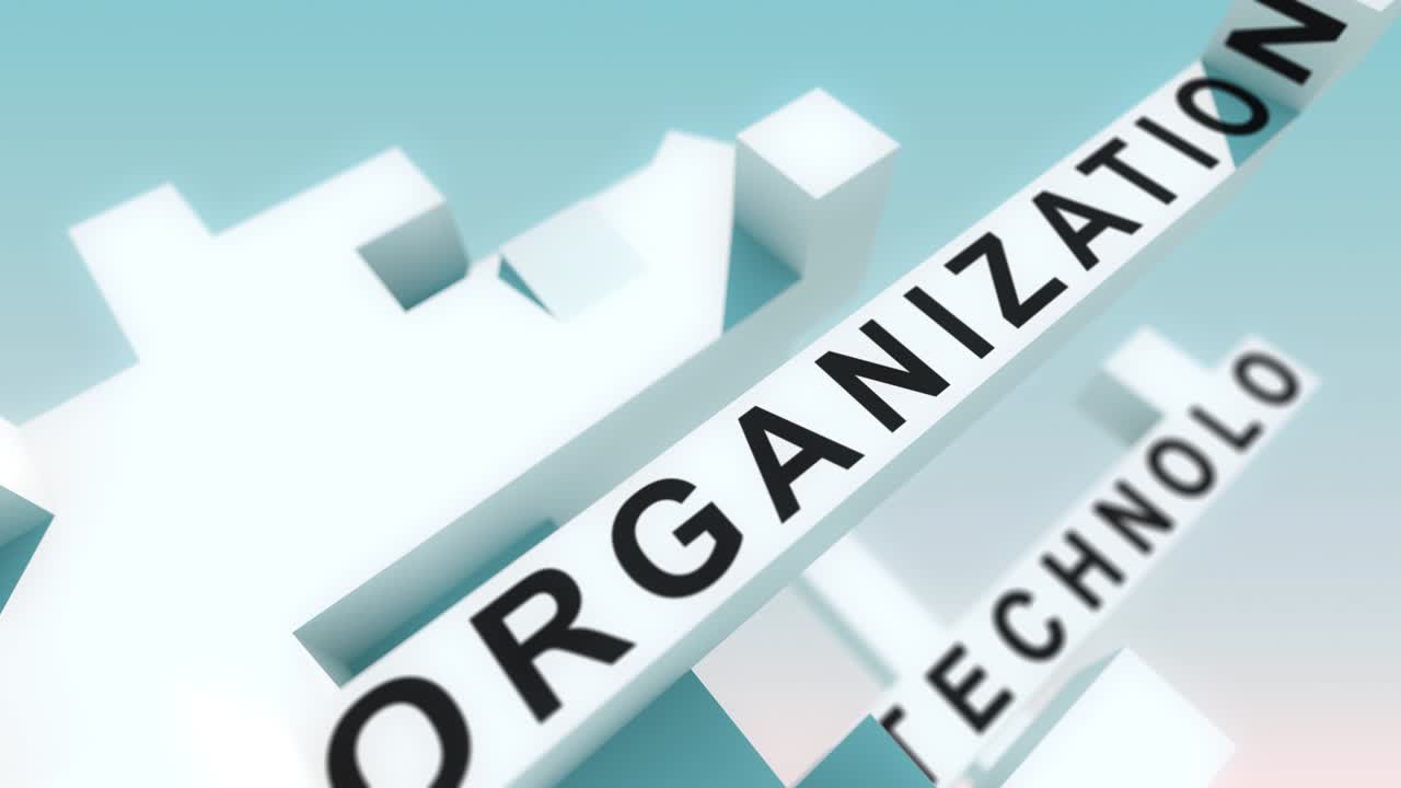 큐브로 애니메이션 된 관리 단어