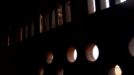 round windows in an abandoned building