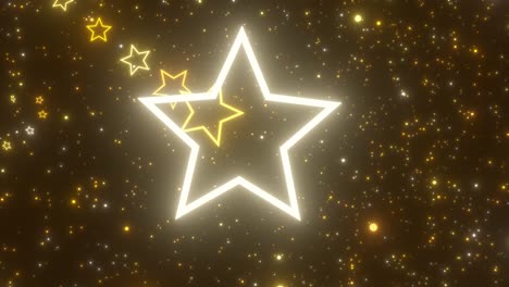 hermosa estrella brillante en forma de montaña rusa dorada túnel brillante - 4k sin costuras vj bucle de movimiento animación de fondo