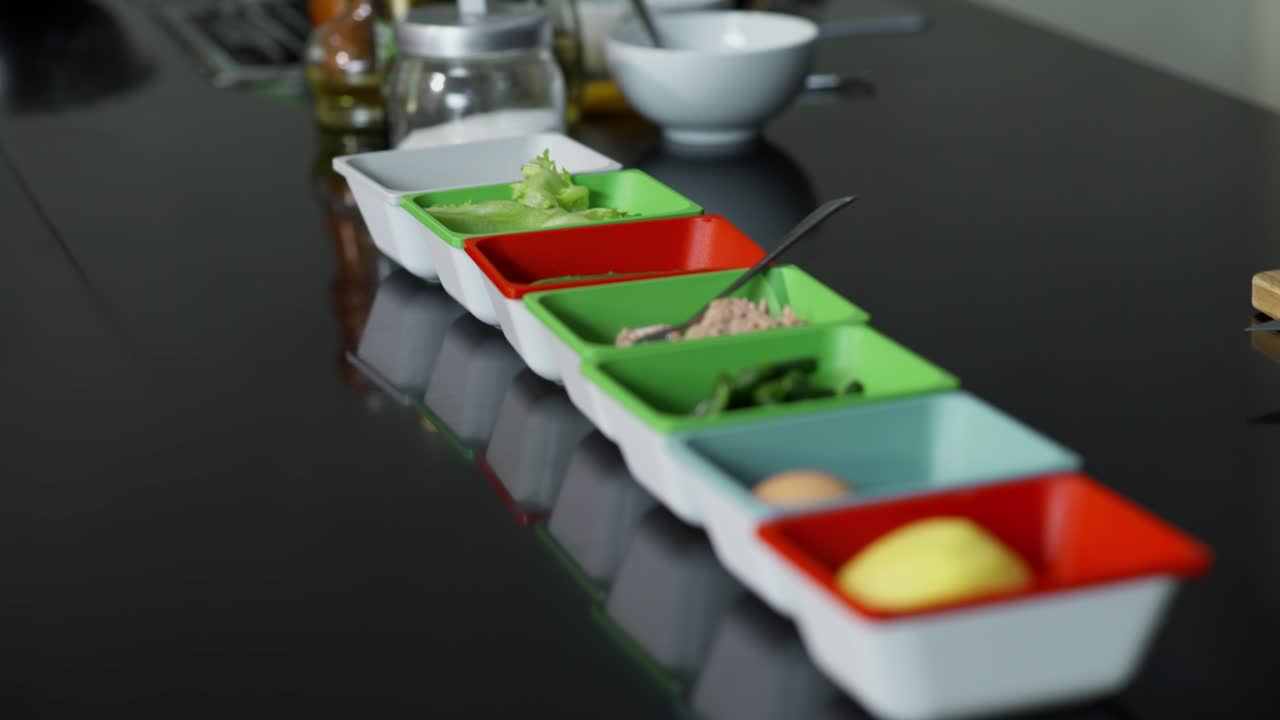 Preparing a variety of ingredients on a kitchen countertop