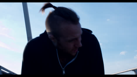 man on a bridge