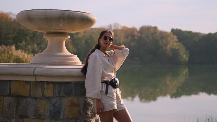 Woman in Park by the Lake