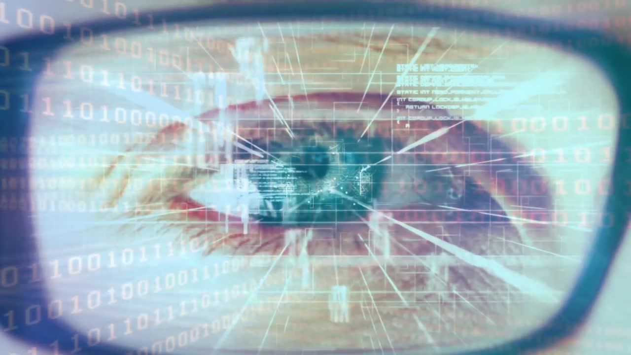 animazione dell'elaborazione dei dati sopra l'occhio