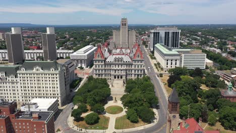 capitol in albany ny moving in aerial 4k