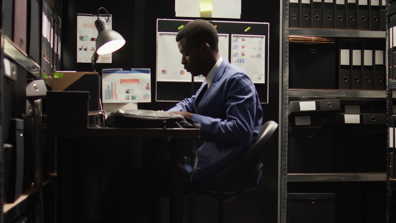 Man working in office archives