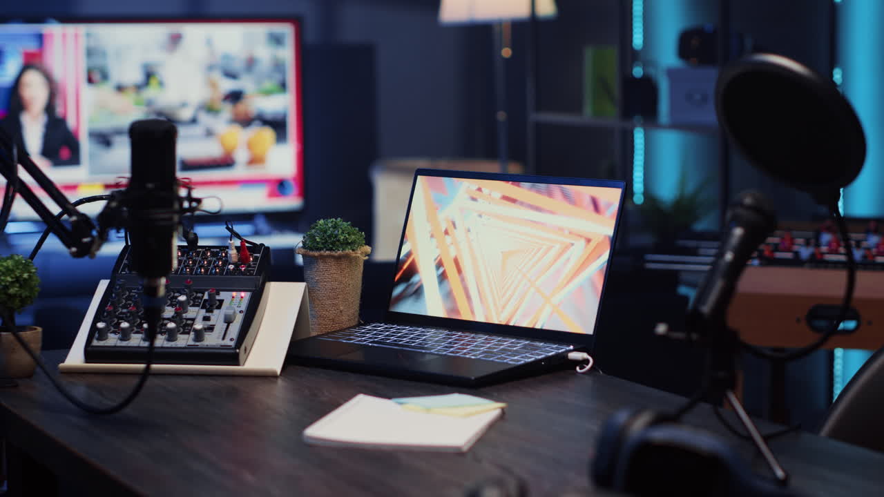 Close up shot of podcast microphone used to record discussions for online livestreaming channel