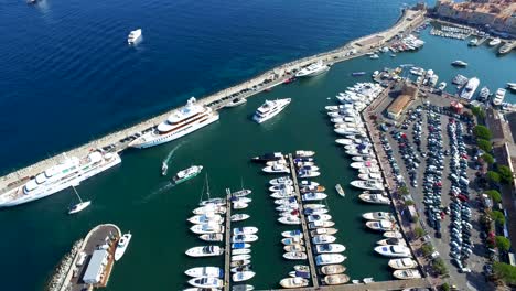 aerial view of the old harbor of saint-tropez with luxury yachts