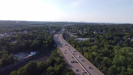 passing over rt 3 in braintree, massachusetts looking towards boston