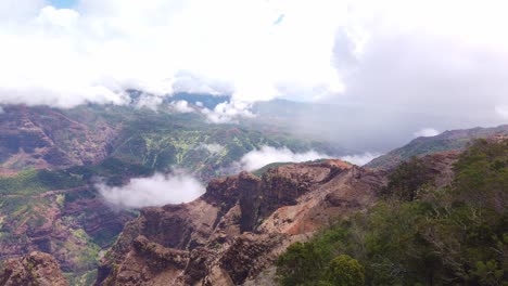 gimbal panorámica amplia tomada desde un punto de vista escénico con vistas al colorido cañón de waimea en la isla de kaua'i en hawai